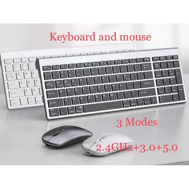 2.4G Wireless + Bluetooth Rechargeable Slim Keyboard And Rechargeable
