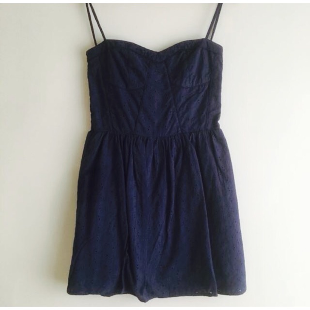 navy blue eyelet dress