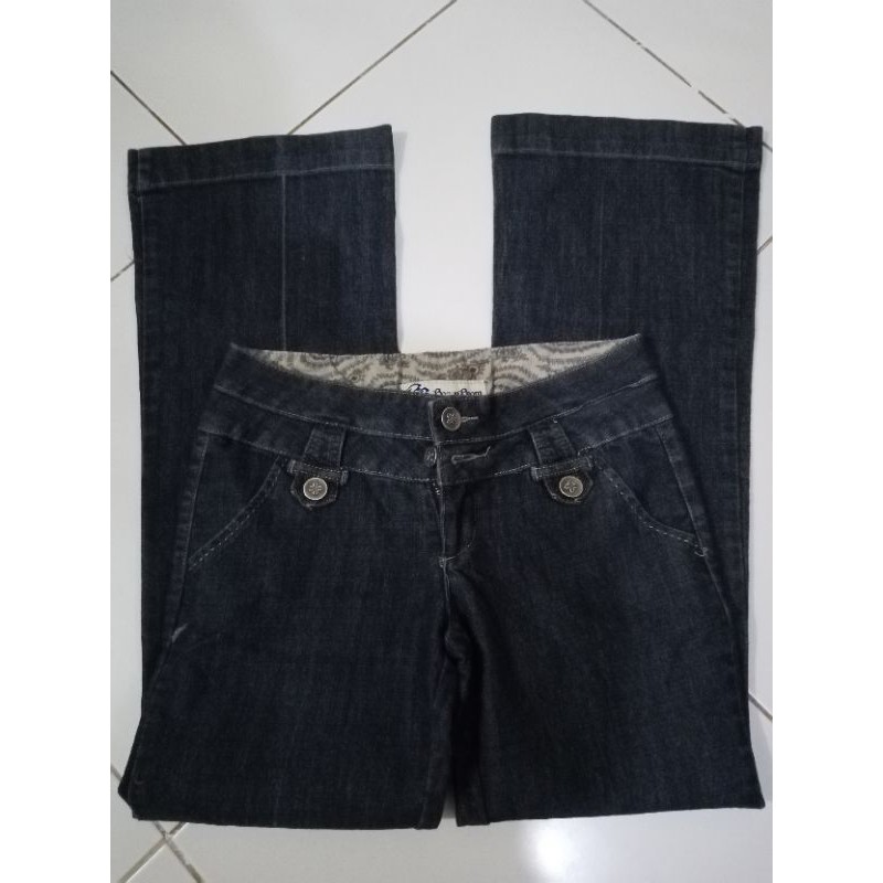 Boom Boom Jeans Low Waist Flare Denim Pants Plus Size 34 | Shopee  Philippines