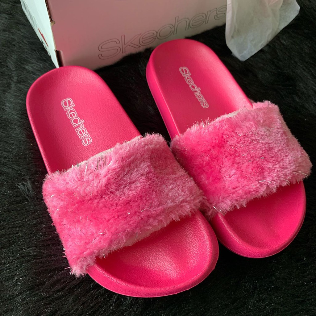 skechers fur slides