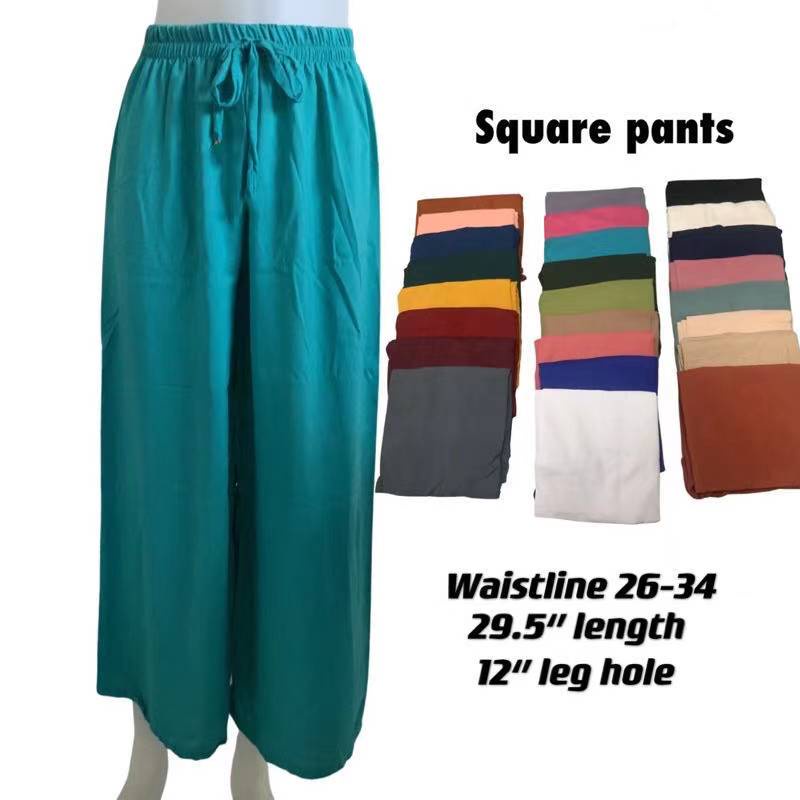 CHALLIS Plain Square pants w/Pocket (CAN FIT UP TO XL) | Shopee Philippines