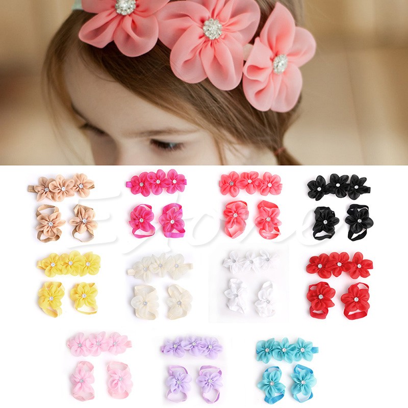 baby barefoot sandals and headband
