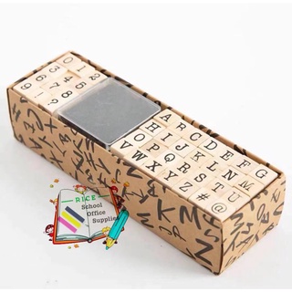 Rice.40 Pcs Alphabet Stamps Vintage Wooden Rubber Letter Number Symbol Stamp Set With Black Ink Pad