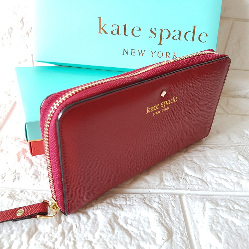 Kate Spade Classic Leather Zip Around Wallet - Red Cedar Street Stacey Long  Wallet | Shopee Philippines