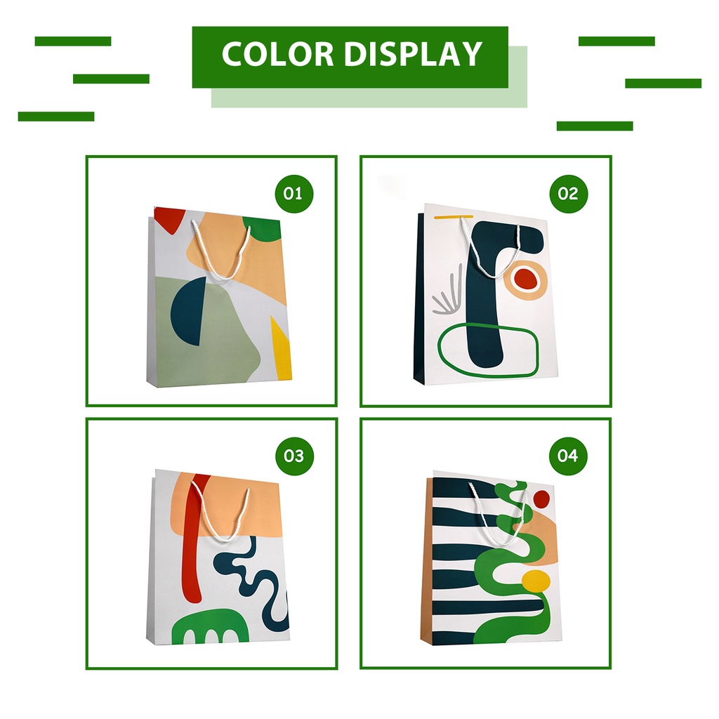 12pcs Paper Bag Gift Bag Abstract Birthday Wrapping Handle Loop Bag Wedding Candy Giftbag #WP195