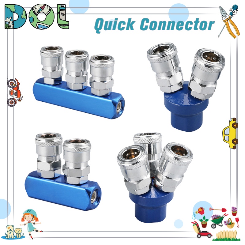 C Type Quick Connector Round Tee TwoWay Side By Side Coupler Manifold Multi Splitter SMY