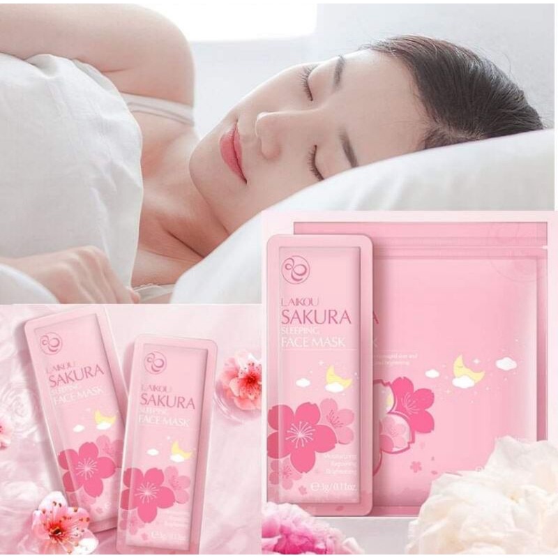 15 pcs Sakura Sleeping Facemask No wash Collagen Pore Tightening Anti