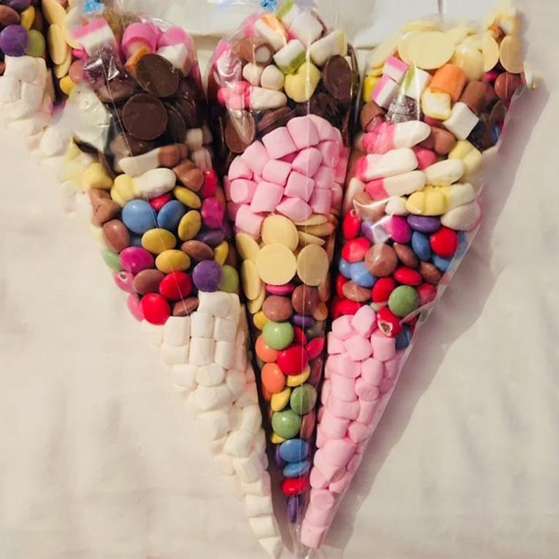 50pcs Plastic Gift Cookie Bag Unicorn Party Paper Popcorn Box Candy Bags Gift Box Rainbow Cake Toppe