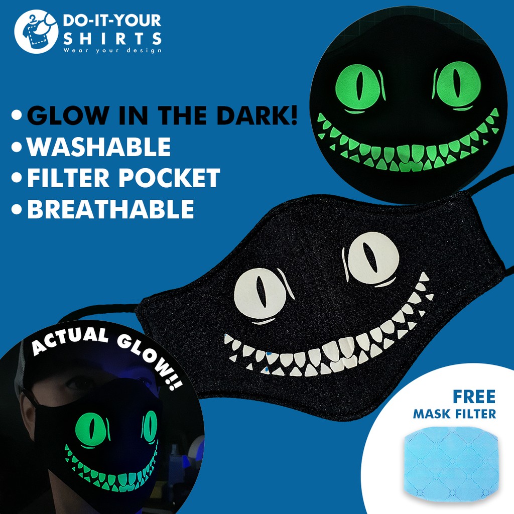 Glow In The Dark Black Cat Face Cover #7