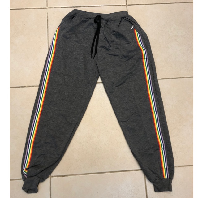 black pants with rainbow stripe