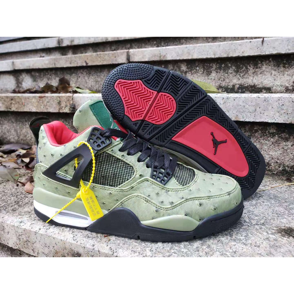 Air Jordan 4 Cactus Jack Black Green Red White ostrich skin | Shopee  Philippines