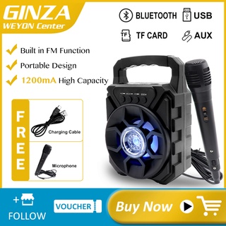GINZA Karaoke Portable Wireless Bluetooth Speaker With Free Mic Bluetooth 5.0