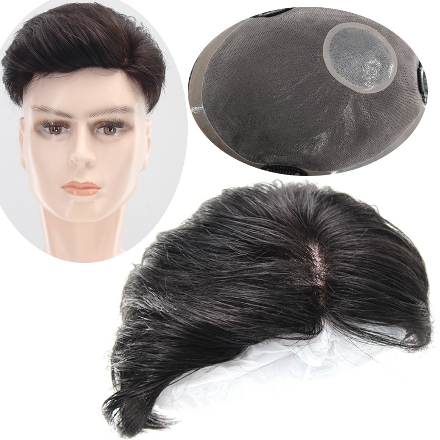 Men Wig Human Hair Toupee Mono Lace Short Wigs Hair Extensions