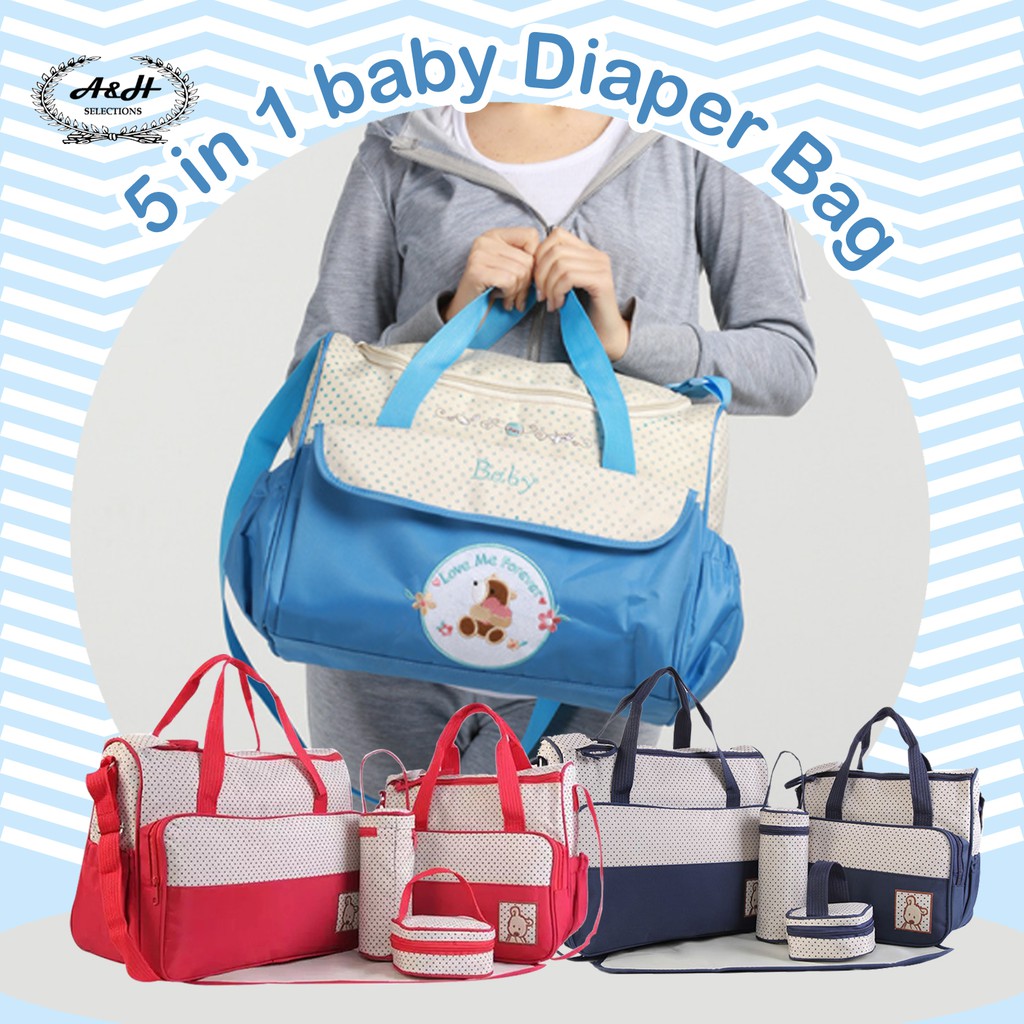 5 In 1 Set Multi Function Baby cute Diaper Bag Nappy Bag Mummy baby bag
