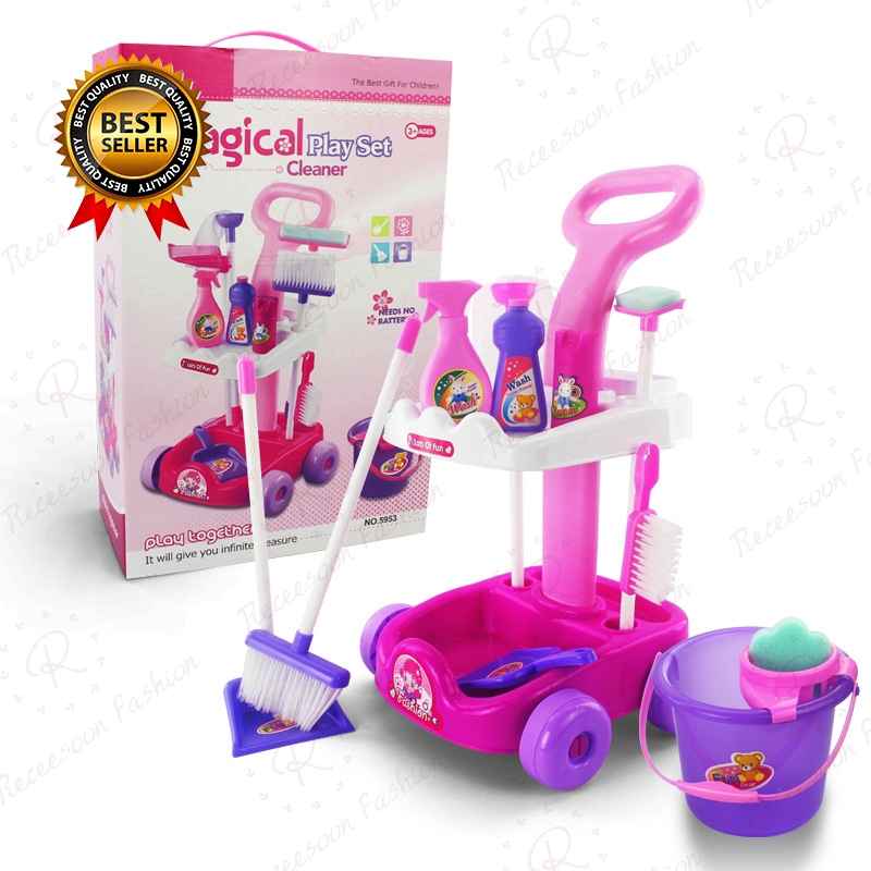 toy cleaning trolley set