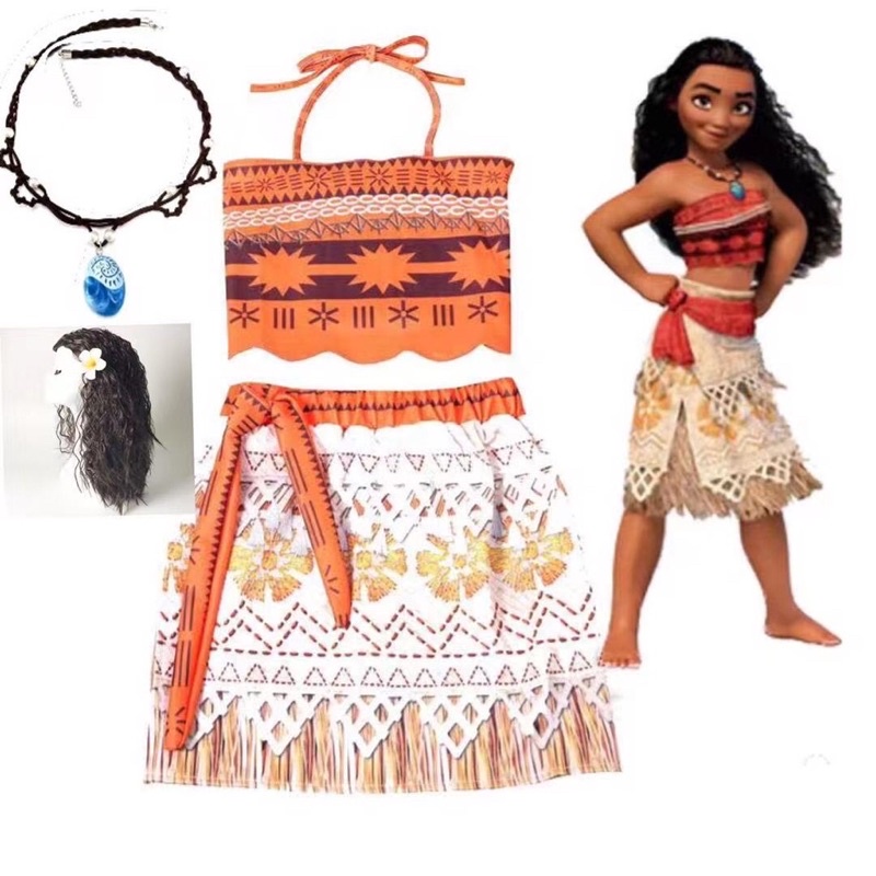 Disney Princess Moana Dress Costume For Kids Girls 