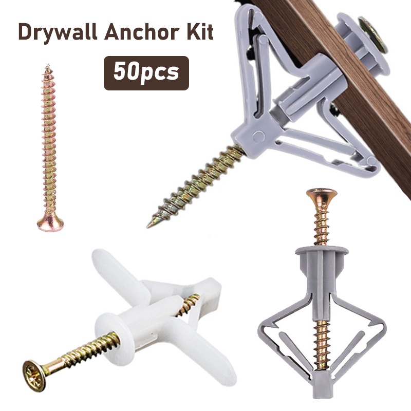 50pcs SelfDrilling Wall Anchor Kit Hollow Wall Anchors with Screws