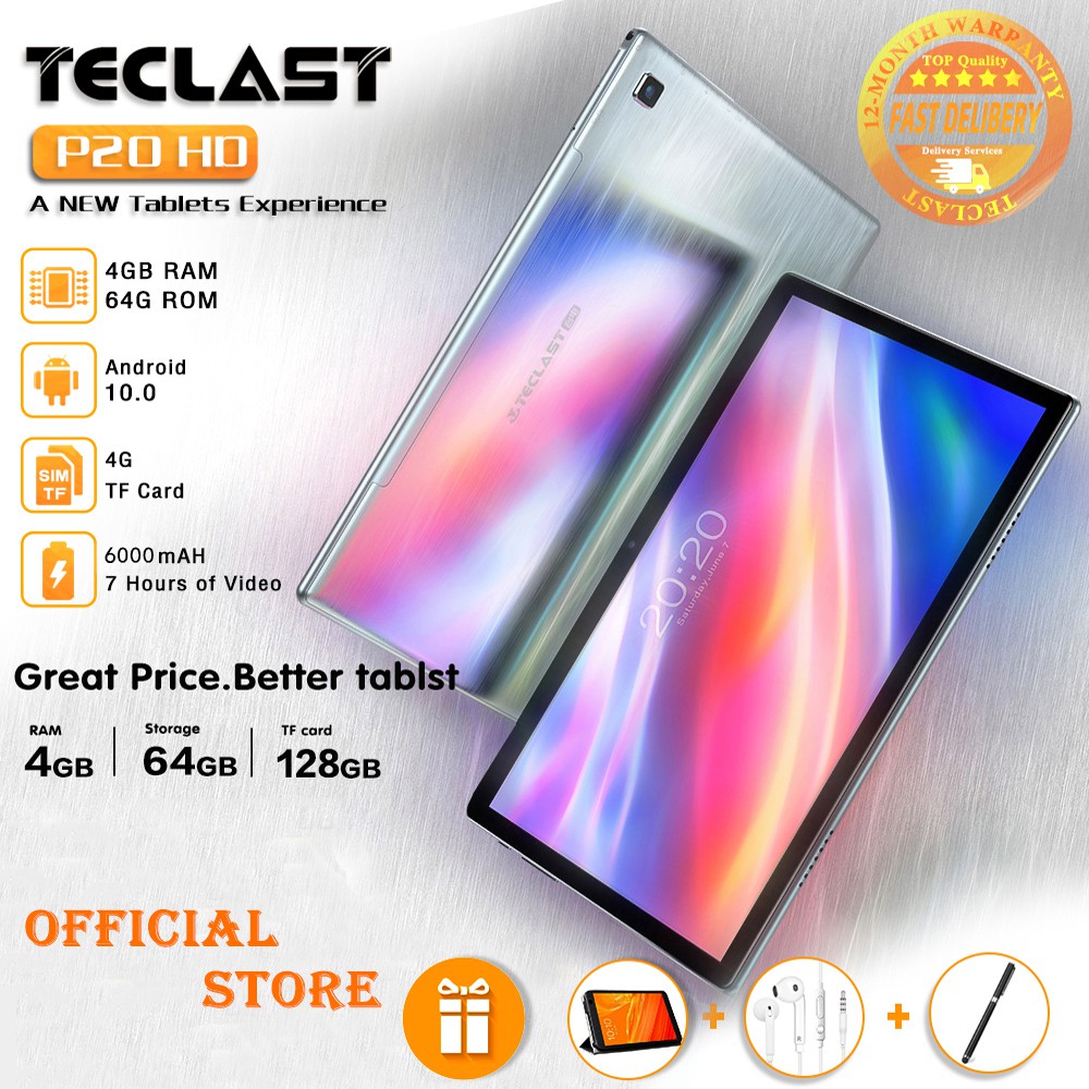 Teclast Phd Android Tablets Android 10 0 Os 10 1 Inch 4gb 64gb Rom 19 10 6000mah Tablet Battary Support Wifi Gps Sim Camera Shopee Philippines