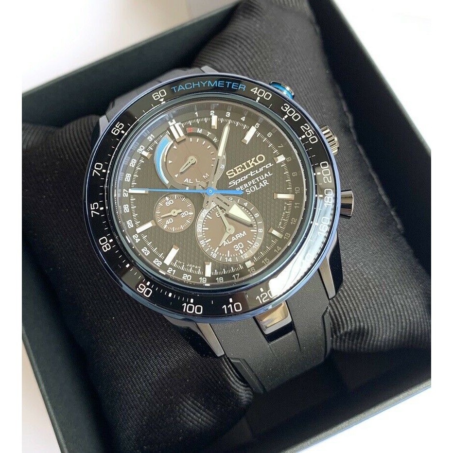 BNEW AUTHENTIC SEIKO SSC429P1 Sportura Perpetual Solar Chronograph Black  Rubber Watch for Men | Shopee Philippines