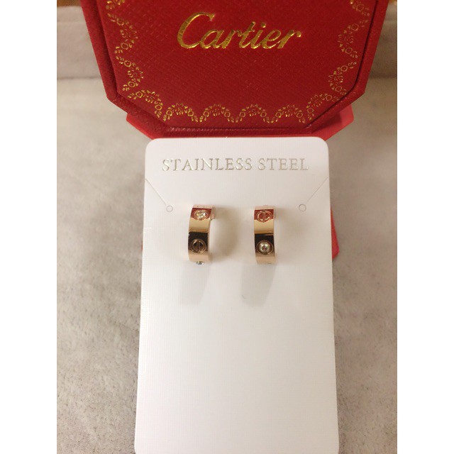 T Y]Stainless Gold Stud Earrings 