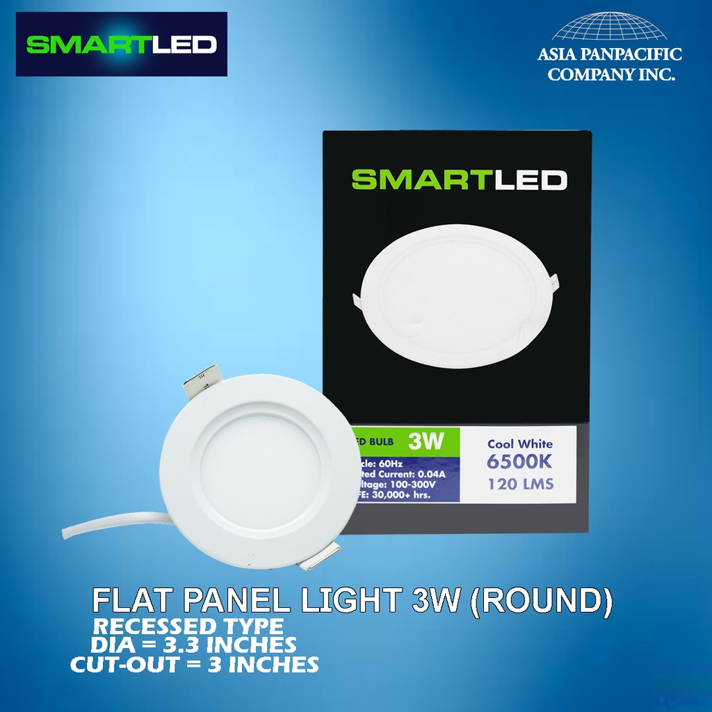 SMARTLED ROUND FLAT PANEL LIGHT 3WATTS (RECESSED TYPE) Shopee Philippines