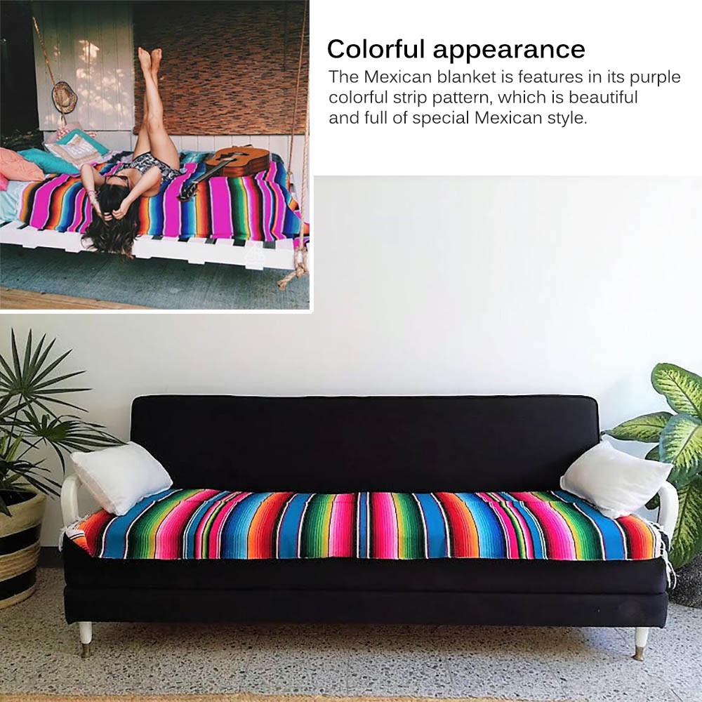 Mexican Blanket Outdoor Stripe Rainbow Beach Blankets Mat ...