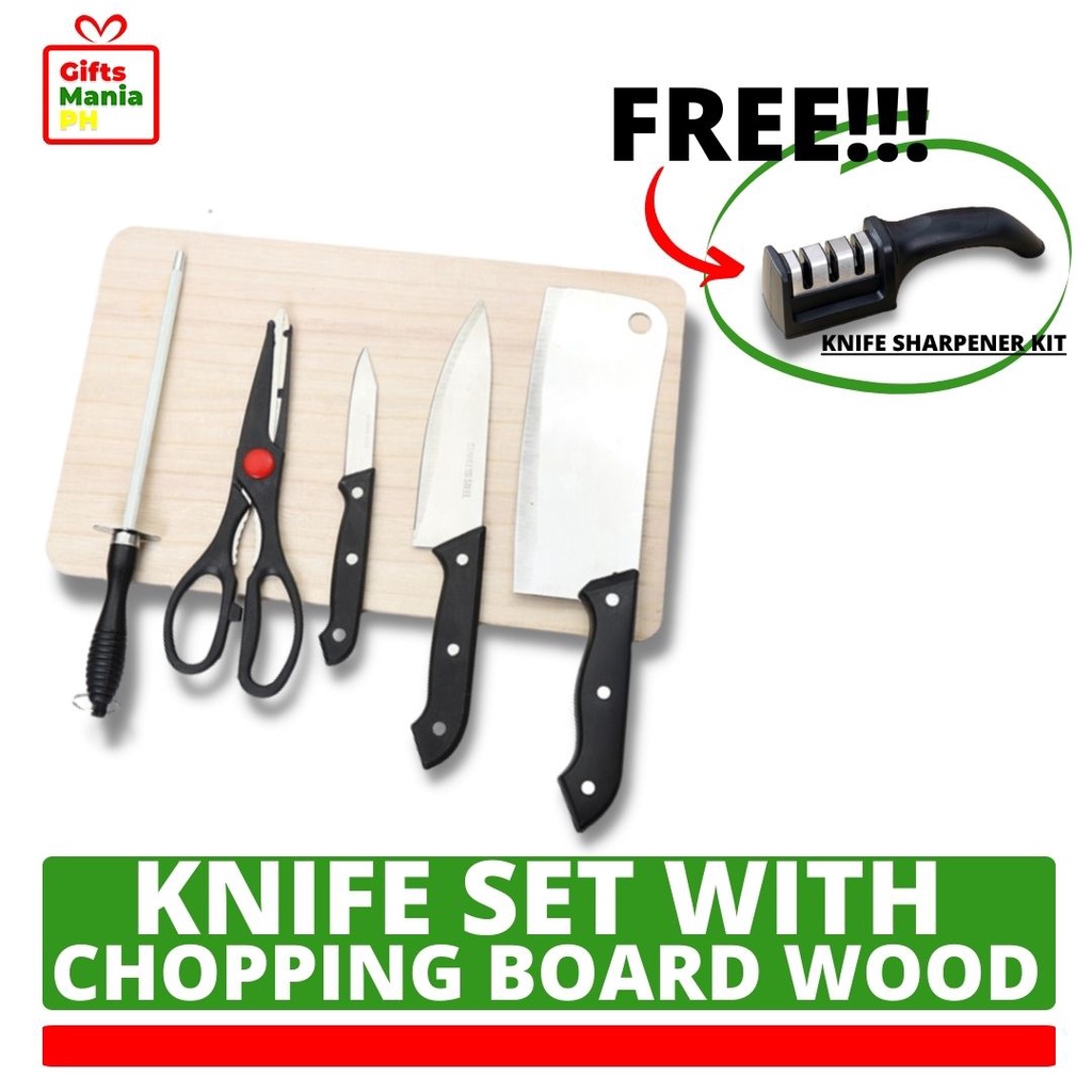 HighQuality Knife Set With Chopping board Wood with FREE KNIFE