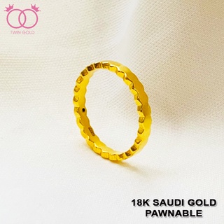 Twin Gold 18k Saudi Gold Pawnable Elegant Z Design New (AMPAW) Ring