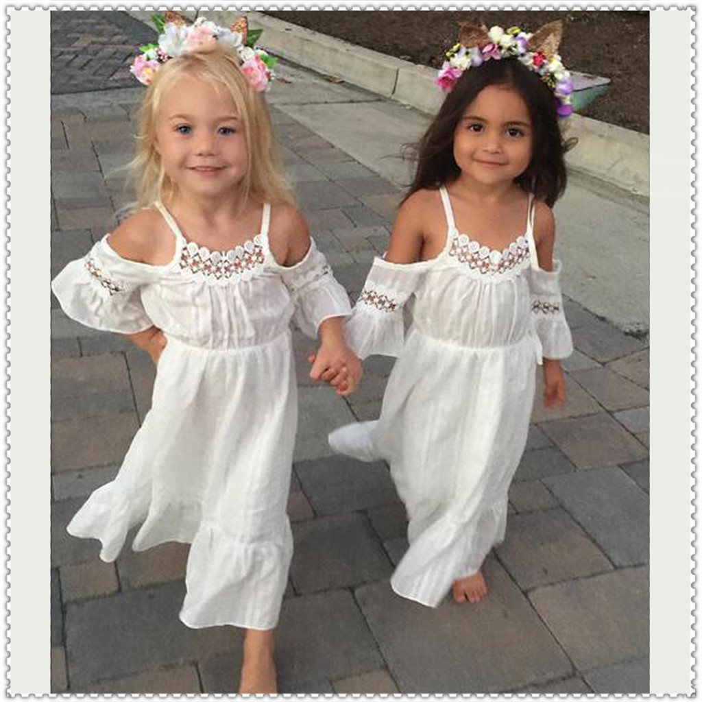 girls white maxi dress
