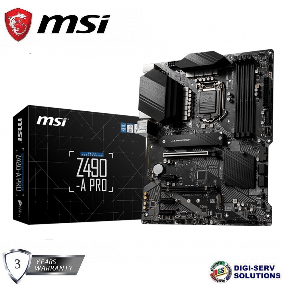 MSi Z490A PRO ATX Motherboard w/ Extended Heatsink Design, M.2 Shield