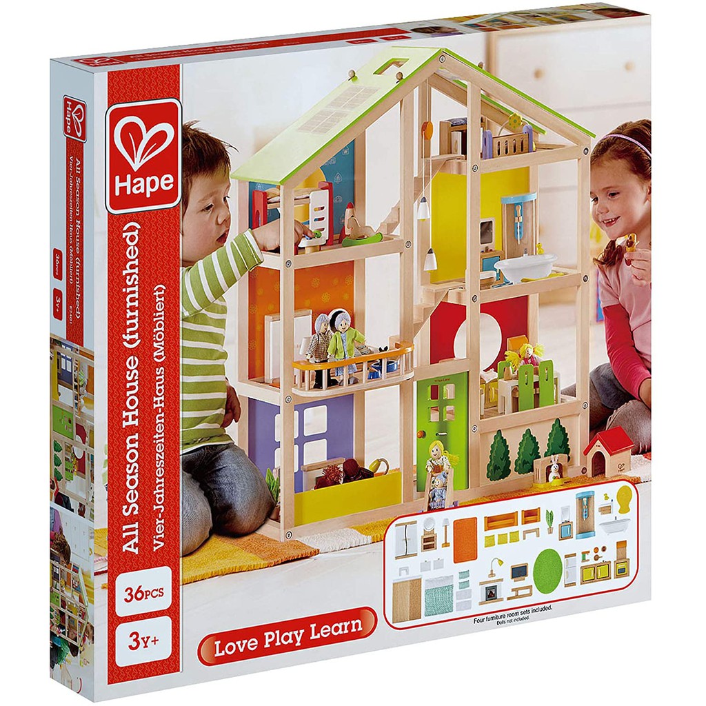 all seasons kids wooden dollhouse by hape