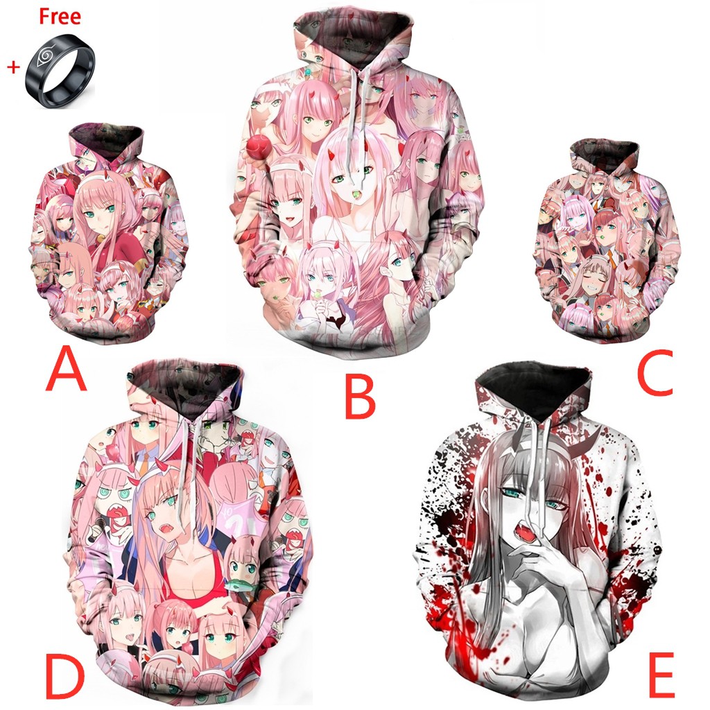 ahegao zero two hoodie