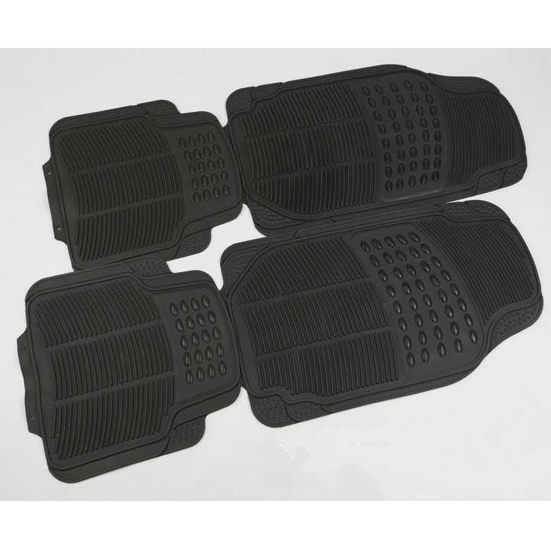 Rubberized Premium universal floor guard car mats 4pcs set (Black