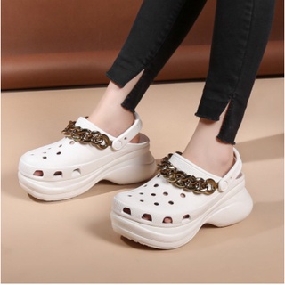 platform crocs with chain