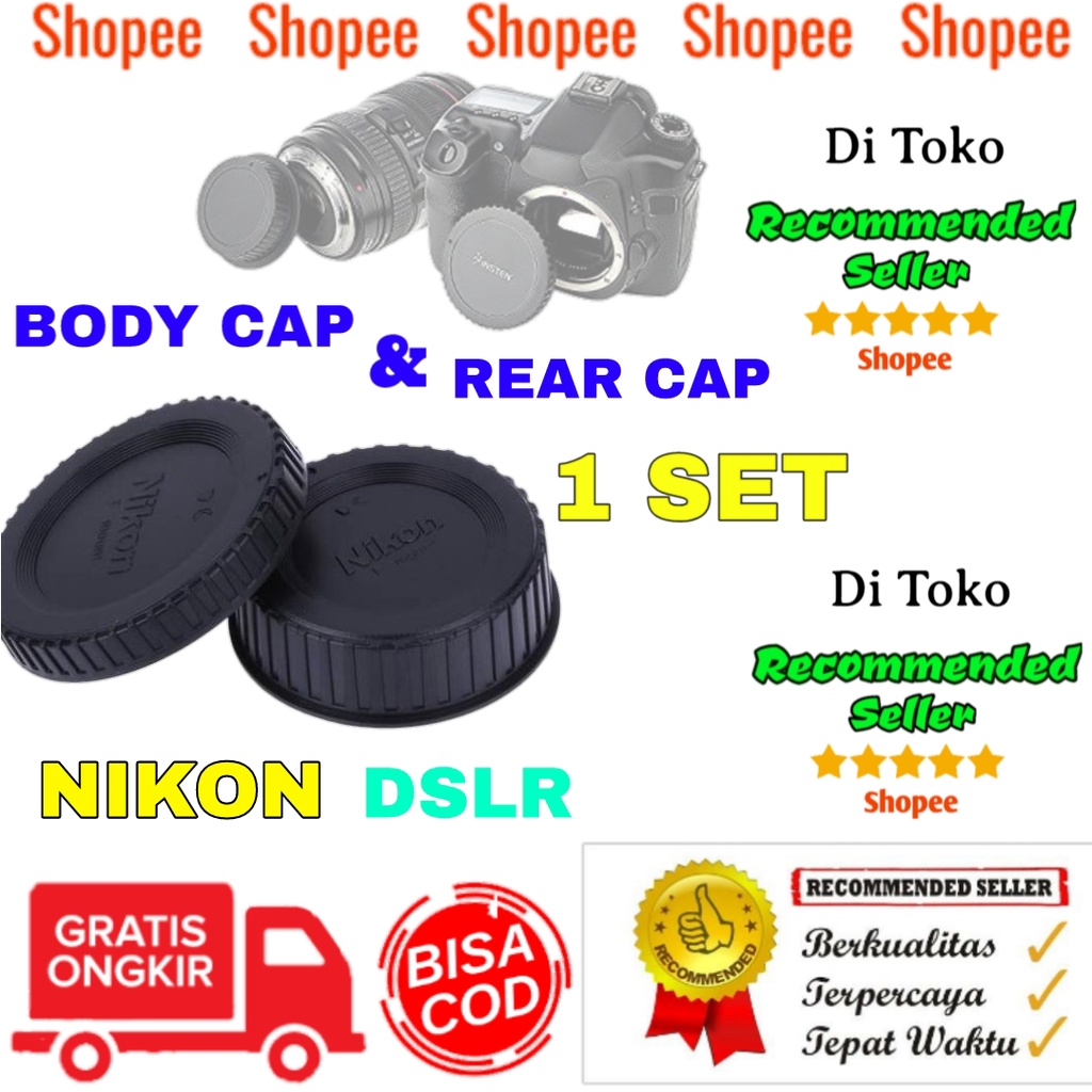 1 Set Body Cap & Rear Lens Cap For Nikon D3100 D3200 D3000 D5100 D5200