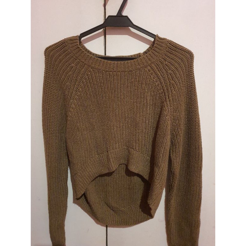 Authentic Forever 21 Knitted Cropped Sweater Olive Green | Shopee ...