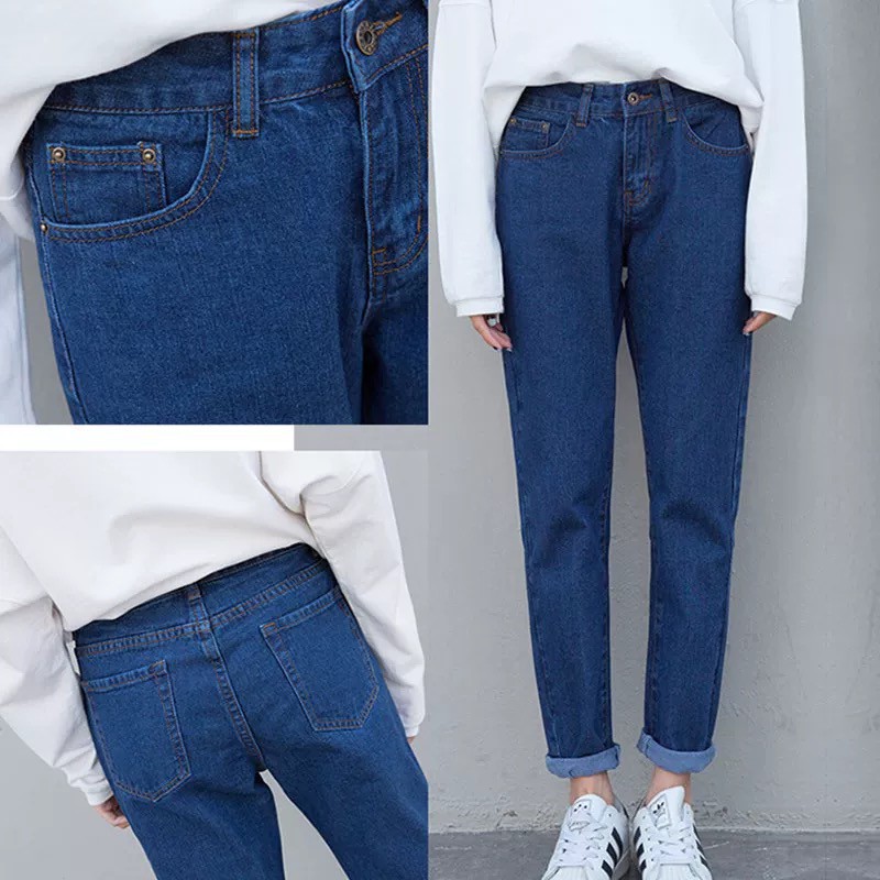 dark blue denim mom jeans