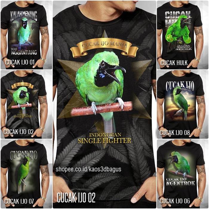 Ijo Cucak Bird T Shirt Mania Cucak Ijo Bird T Shirt Clothes Green Cucak Champion 07 Shopee Philippines