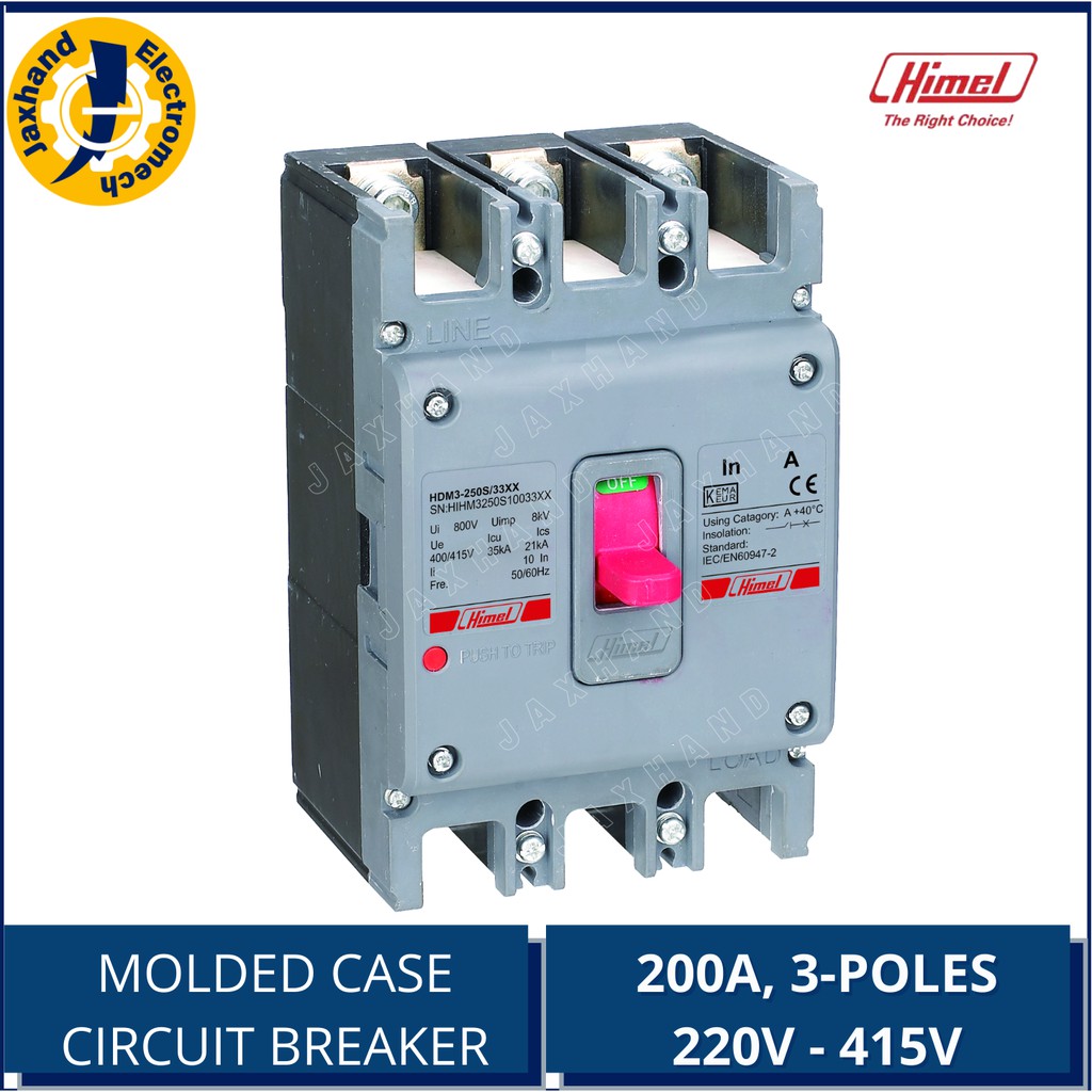 Himel Molded Case Circuit Breaker 200A, 3Poles, 220V415V, 50/60Hz