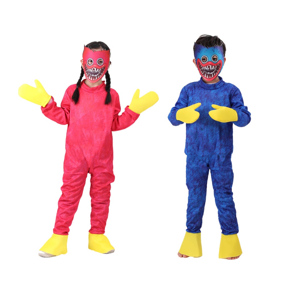 Boys Girls Poppy Playtime Jumpsuit Gloves Mask Huggy Wuggy Costume Full ...