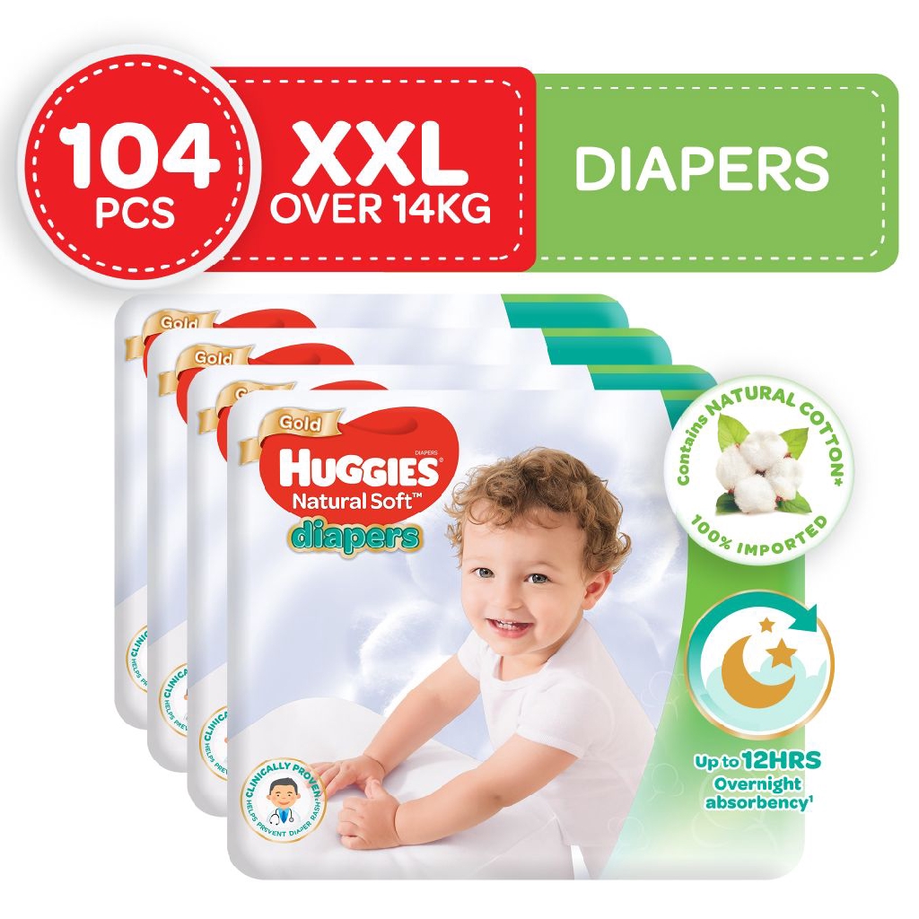 Huggies Natural Soft Diapers XXL 26 pcs x 4 packs 104 pcs Shopee Philippines