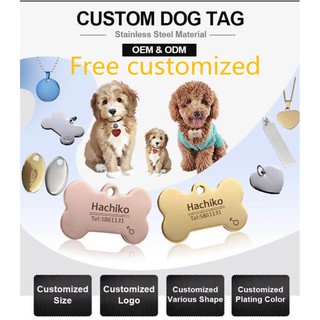 Stainless Steel Round shape Pet Tags for Cat on the Dog and Collar Customized Pet ID Tag Personalized Name Tag For Puppy