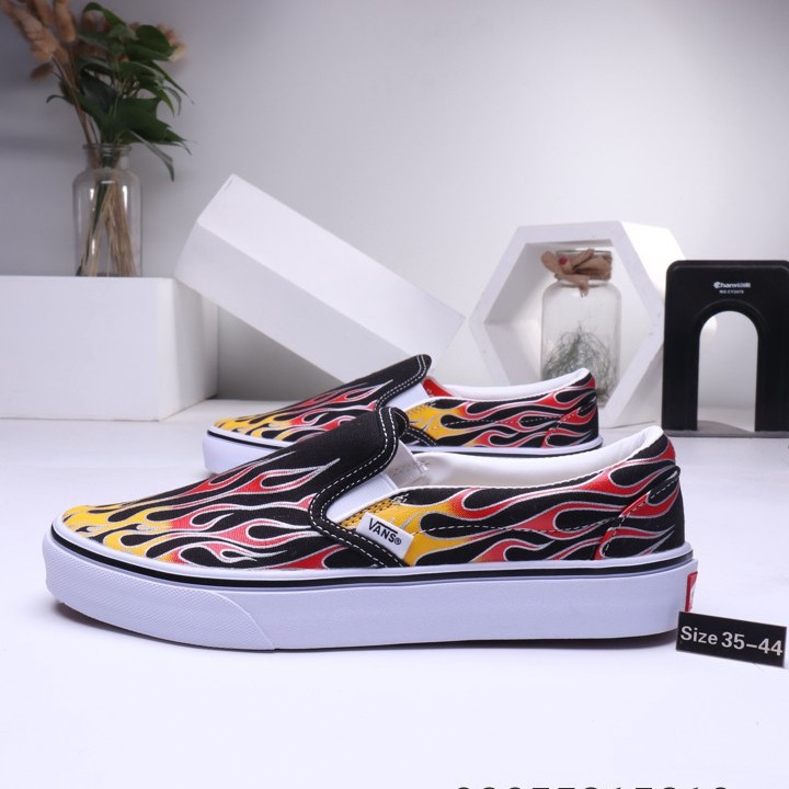 flame low top vans