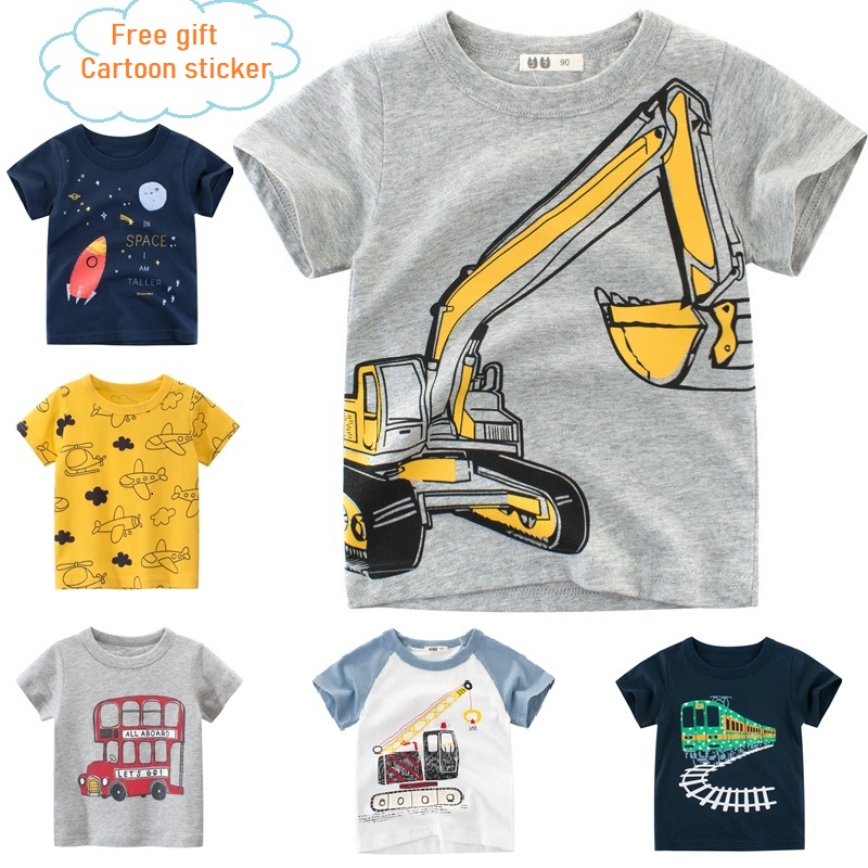 Ready Stock Boys Cotton Airplane Bus Rocket Excavator Crane Toddler Kids T Shirt Cute Cartoon Summer Children Kids Round Neck Short Sleeved Tops Shopee Philippines - decal pants john cena shirt 2 roblox