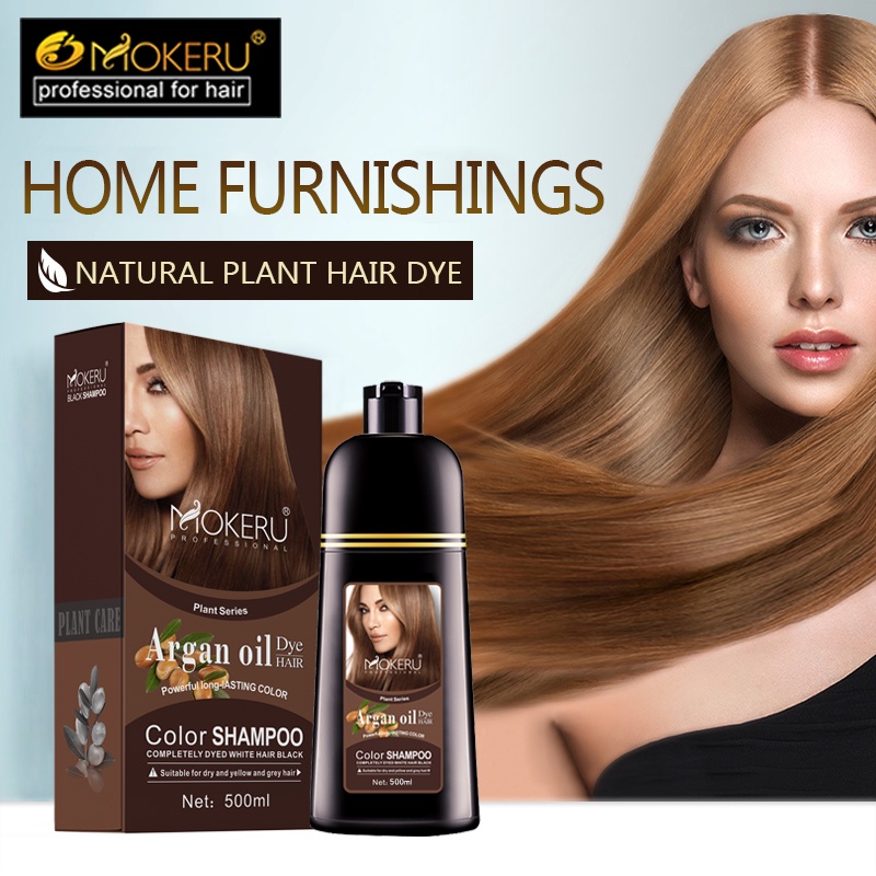 NEW۞Mokeru Natural Herbal Hair Dye Shampoo Maroon Organic Permanent Dark Brown Color For Gray Women
