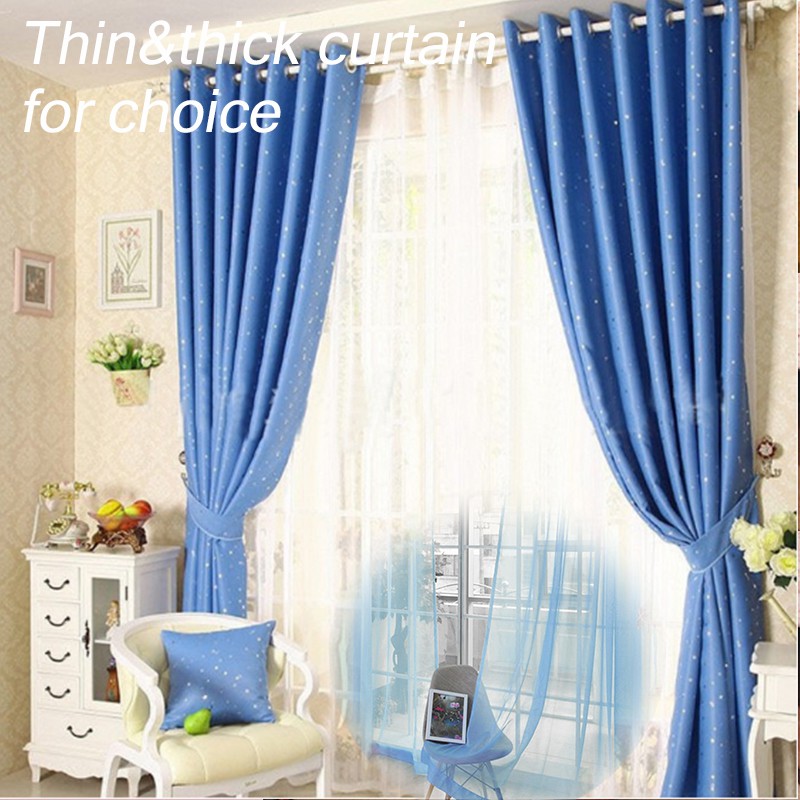 1pc Star Bedroom Curtains Blackout Solid Window Curtain