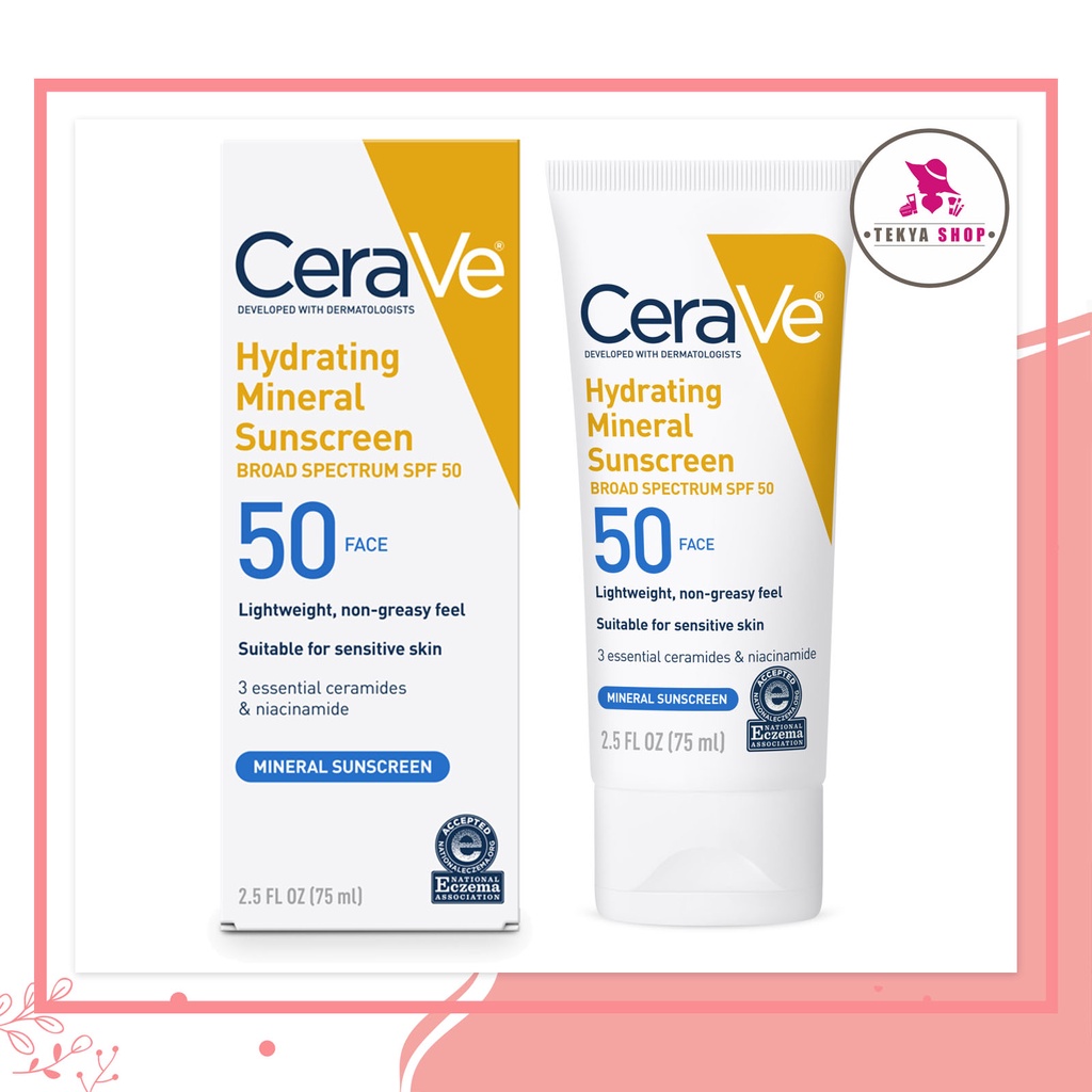 CeraVe Hydrating Mineral Sunscreen SPF 50 Face Lotion, 75 ml | Shopee ...