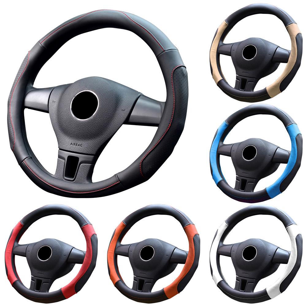 Automotive Steering Wheel Cover Elastic Warm Microfiber Plush Cover Thick Comfortable Durable Steering Wheel Wrap Anti Slip and Sweat Absorption Protection Cover Universal Size