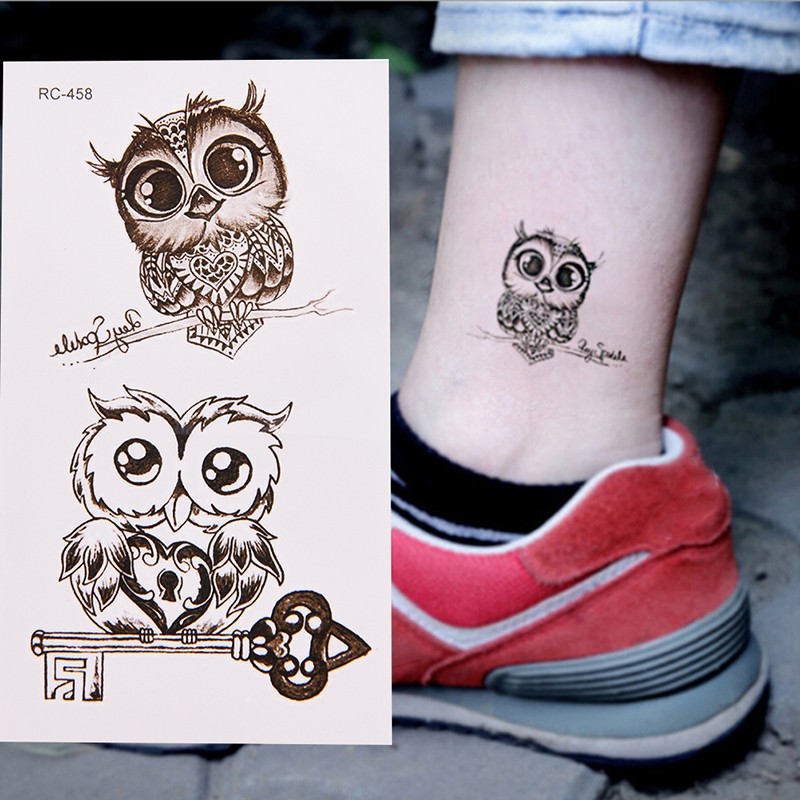 Cod 1pc Makeup Cute Owl Tattoo Arm Body Art Waterproof Temporary