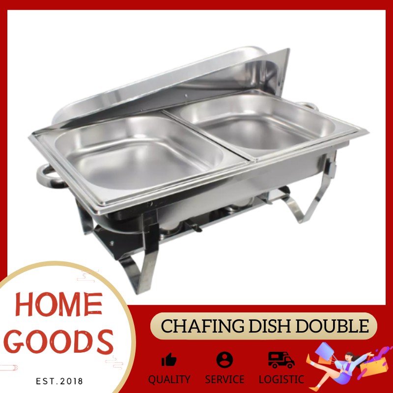 Home Goods UB1704 Stainless Steel Double Chafing Dish 9.5Liter Shopee Philippines